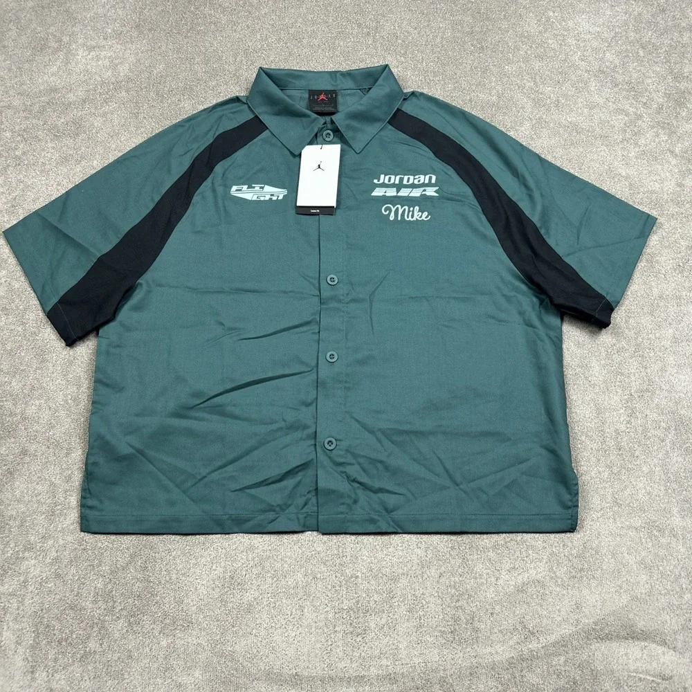 Nike Womens Air Jordan Button-Up Flight Club Shirt Sz. Large NEW FV7092-366